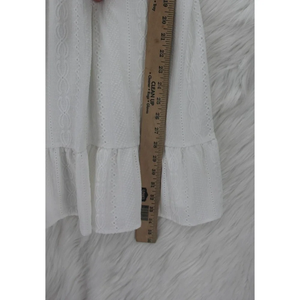 The Childrens Place White Eyelet Cutout Dress Size 16 XXL Ruffle Preppy Minimal